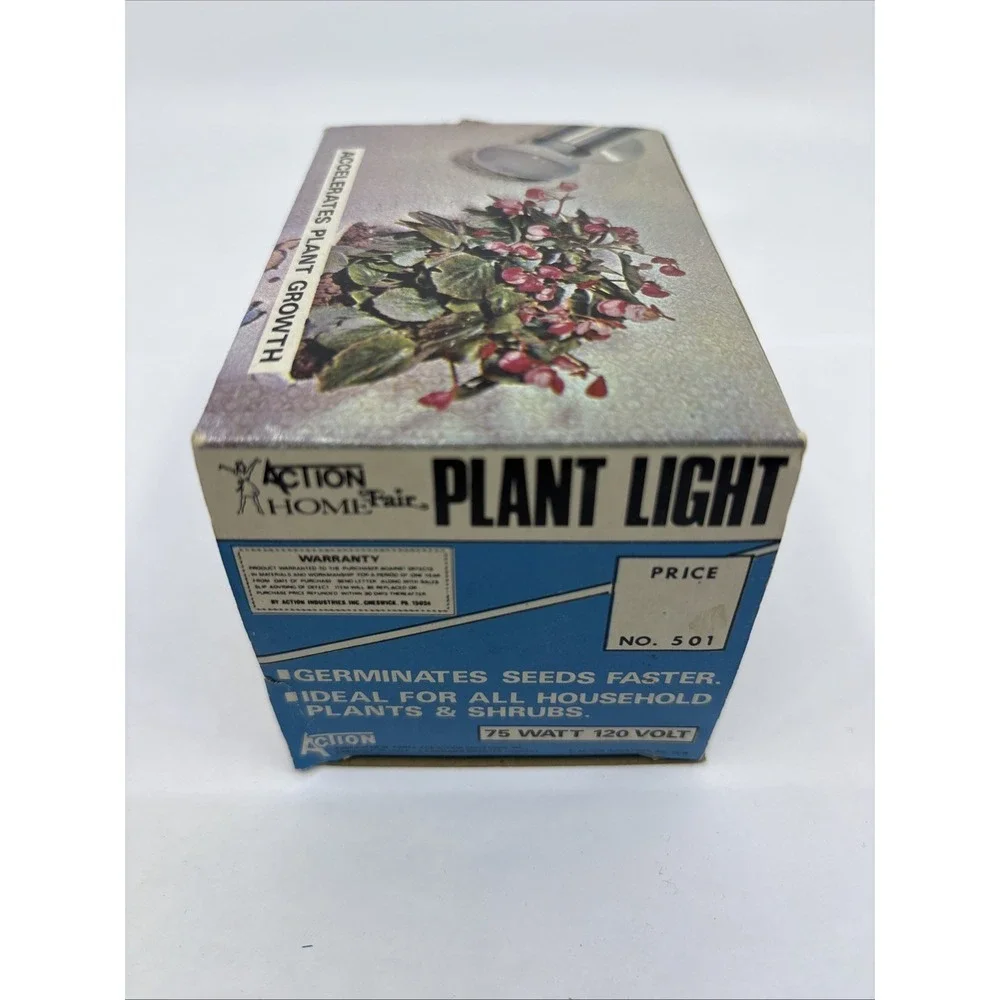 Vtg New Stock Plant Light By Action Home 75 Watt